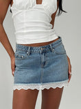 Bomve-Miyuki Denim Mini Skirt Mid Wash