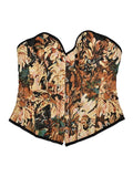 Bomve-Oil Painting Print Tie Back Corset Top