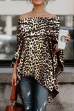 Bomve-Black Friday Christmas Thanksgiving Fashion Elegant Solid Leopard Fold Asymmetrical Off the Shoulder Tops£ ̈7 colors£©