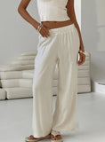 Bomve-Louis Linen Blend Pants Off White