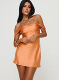 Bomve-Zabbarra Off The Shoulder Mini Dress Orange