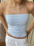 Bomve-Striped Slim Bandeau Top