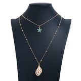 construction worker costume Ocean Style Fashion Multi-Layer Pearl Conch Necklace Simple Creative Shell Long Chain