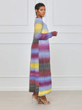 Bomve-Winter and Autumn Outfits_Colorful Panel Cut Out Modern Knit Midi Dress - Stripe