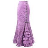 Halloween Jacquard Fishtail Skirt Steampunk Retro Skirt Gothic Skirt Victoria Maxi Skirt