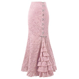 Halloween Jacquard Fishtail Skirt Steampunk Retro Skirt Gothic Skirt Victoria Maxi Skirt