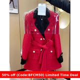 womens christmas outfit Christmas party outfits High-End Super Nice Red Woolen Coat New Year Woolen Coat 2025 Winter