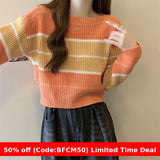 womens christmas outfit Black Friday Autumn New Black Pink Striped Fashion Sweet Chic Sweater Sweater Top off-Shoulder Sweater Women's Short