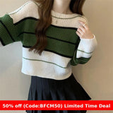 womens christmas outfit Black Friday Autumn New Black Pink Striped Fashion Sweet Chic Sweater Sweater Top off-Shoulder Sweater Women's Short