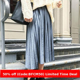 mens christmas outfit Women Winter outfits Black Friday 2014 Autumn and Winter Velvet Pleated Skirt Metallic Velvet Mid-Length A- line Skirt for Women