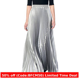 Bomve mens christmas outfit Winter outfits Black Friday 97cm High-End Bright Silk Pleated Skirt Spring/Summer Autumn Skirt Women's Louver Skirt Pleated Umbrella Skirt Western Style Long Skirt