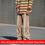 men’s outfits Christmas outfits winter outfits men Black Friday Tie-Dyed Jeans Men's Spring and Autumn Hong Kong Style Straight Trousers Zipper Casual Wide-Leg Pants