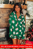 christmas pajamas aesthetic Winter outfits  Cyber Monday 2024 New Year Christmas Satin Printed Two-Piece Suit Home Wear Pajamas