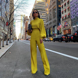 long Autumn and Winter Long Sleeve Stand Collar Jumpsuit Trousers Fashion Casual Trousers Wide Leg Pants