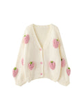 Bomve-Christmas Thanksgiving Black Friday Kaily Strawberry Knit Cardigan