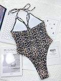 Bomve-Black Friday Christmas Thanksgiving Leopard Hollow One-Piece Swimsuit