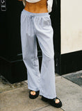 Bomve-Holiday Tie Front Pant Blue/ White Stripe