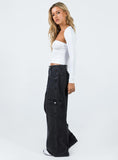 Bomve-Adrianne Wide Leg Cargo Jeans Black