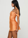 Bomve-Zabbarra Off The Shoulder Mini Dress Orange