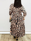 Bomve-Winter and Autumn Outfits_Leopard Print Graceful Bowknot Pleated Dress