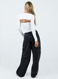 Bomve-Adrianne Wide Leg Cargo Jeans Black