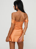 Bomve-Zabbarra Off The Shoulder Mini Dress Orange