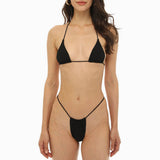 Bomve-Black Friday Christmas Thanksgiving Sexy Ribbed Solid Color Ruched Trim String Micro Thong Brazilian Bikini Bottom