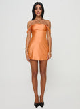 Bomve-Zabbarra Off The Shoulder Mini Dress Orange