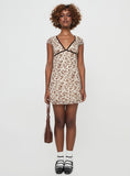 Bomve-Melva Mini Dress Stem Flower Brown