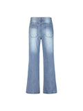 Bomve-Washed Vintage Blue Versatile Boyfriend Jeans