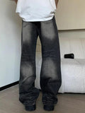 Bomve-Vintage Wash Straight Leg Loose Jeans