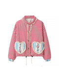 Bomve-Christmas Thanksgiving Black Friday Amabel Gingham Heart Patch Jacket