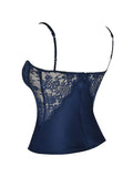 Bomve-See Through Lace Splice Slim Corset Top