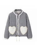 Bomve-Christmas Thanksgiving Black Friday Amabel Gingham Heart Patch Jacket