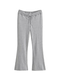 Bomve-Solid Drawstring Raw Trim Sweatpants