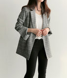 2000s fashion Commuter Slit Cuff Cardigan Plaid Jacket Cardigan Style Scheming Waist Small Suit Belt