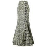 Halloween Jacquard Fishtail Skirt Steampunk Retro Skirt Gothic Skirt Victoria Maxi Skirt