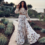 maxi dress Celebrity Ins Butterfly Print Two-Piece Bohemian Large Skirt Long Skirt Beach Dress