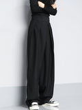 Bomve-Hook-and-Loop Fastener Wide Leg Velcro Pants