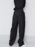 Bomve-Hook-and-Loop Fastener Wide Leg Velcro Pants