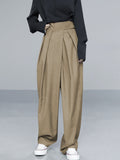 Bomve-Hook-and-Loop Fastener Wide Leg Velcro Pants