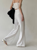 Bomve-Tie Waist Flowy Wide Leg Dress Pants