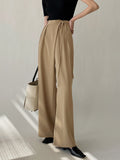 Bomve-Tie Waist Flowy Wide Leg Dress Pants