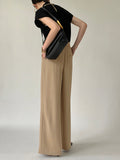 Bomve-Tie Waist Flowy Wide Leg Dress Pants