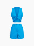 Bomve-Sicilia Knotted Two Piece Shorts Set