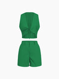 Bomve-Sicilia Knotted Two Piece Shorts Set