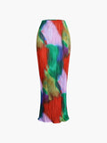 Bomve-Rainbow Pleat Two Piece Skirt Set