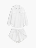 Bomve-Minimalist Collared Two Piece Shorts Set