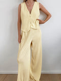 Bomve-Limoncello Pleat Two Piece Pants Set