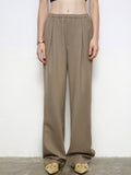 Bomve-City Stroll Elastic Waistband Wide Leg Pants